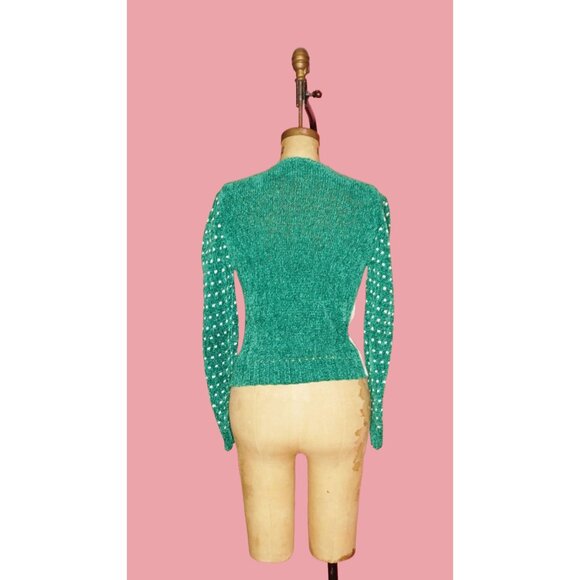 1980s EMMANUELLE KHANH Chenille. Green and White. Scottie DOG. Kitsch Pom-pom Bu - Picture 3 of 10